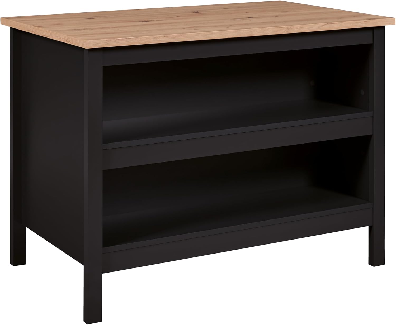 Inter Link - Isola per cucina - Isola centrale - Piano di lavoro - Mobile da cucina con ripiani - Melamina - Lunghezza 124 cm - Altezza 82 cm - Profondità 75 cm - Helina Black/ Artisan