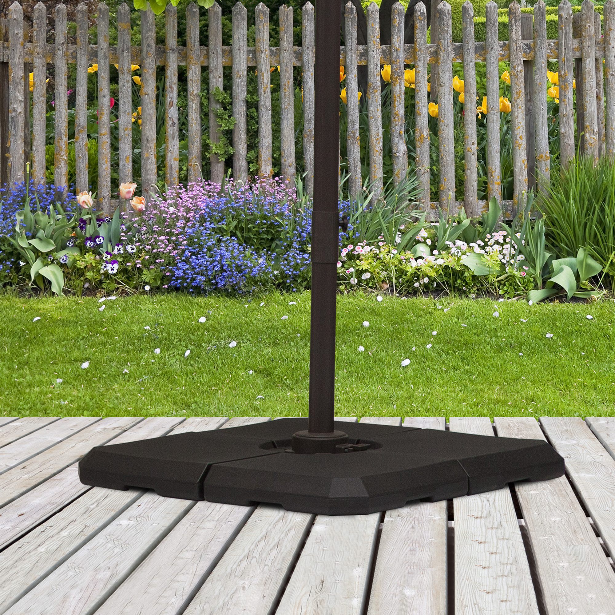 Outsunny Schirmgewicht, 4-tlg. Schirmständer, mit 80 kg Wasser oder 120 kg Sand befüllbar, HDPE, Schwarz, 100 x 100 x 9,5 cm