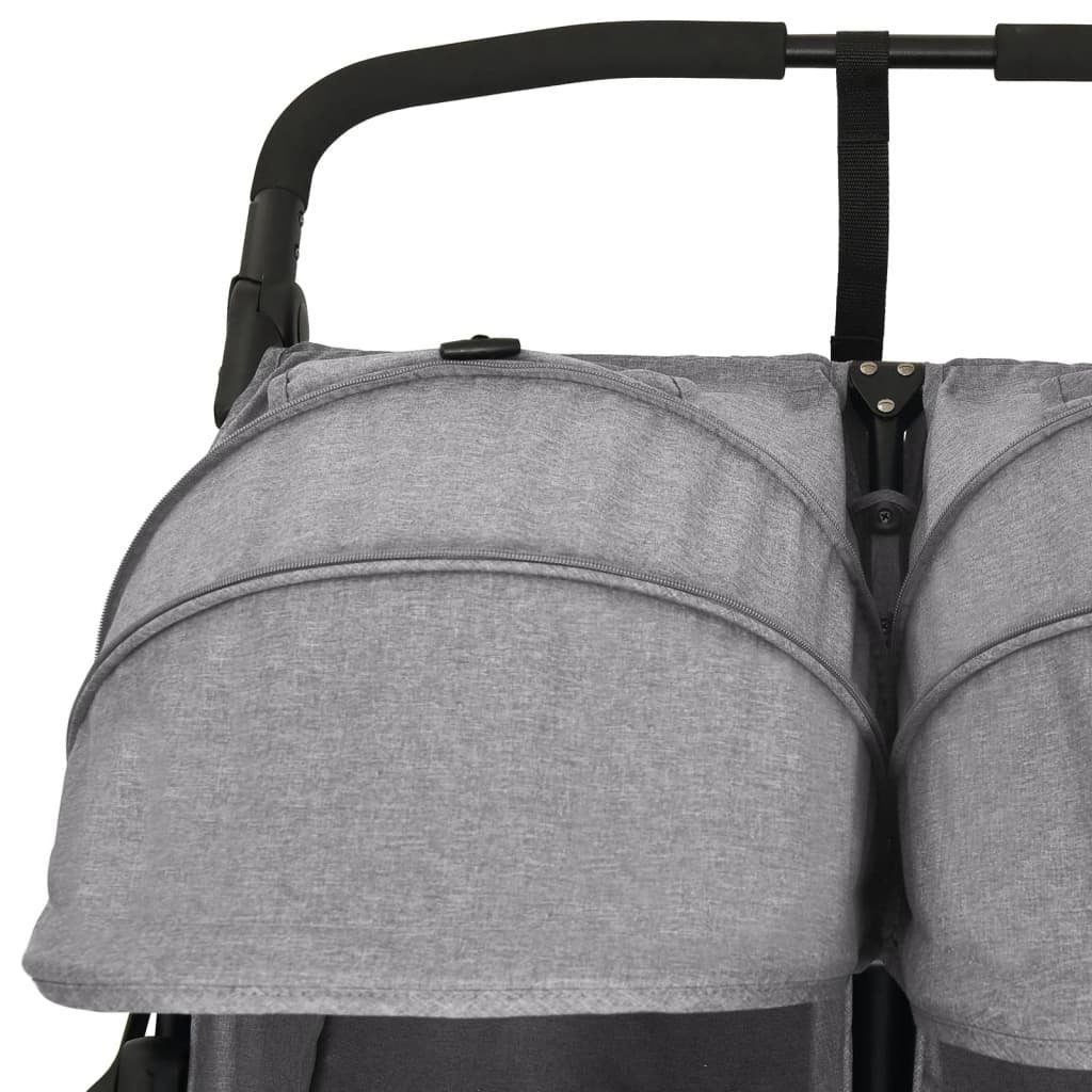 Kinder-Buggy aus Stahl, Leinenstoff in Hellgrau