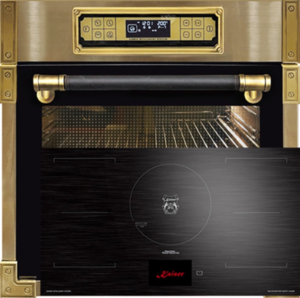 Backofen-Set Herd Set Autark Retro Einbau Backofen 80L, 11 Betriebsfunktionen mit Induktionskochfeld 90 cm TFT Display, FREE Zone EH 6726 AD+KCT 9140 FI