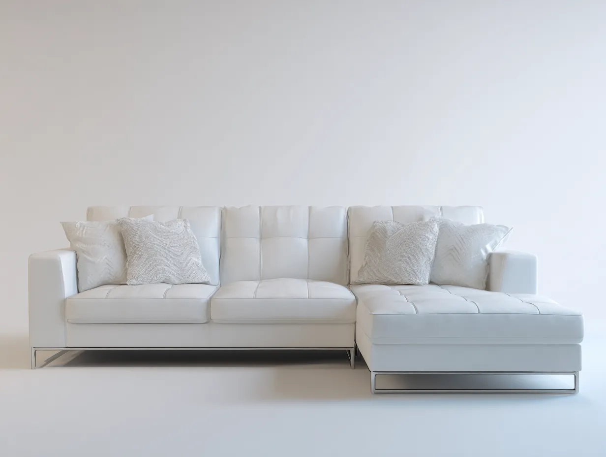 Ecksofa-Kunstleder-Metall-272x168x84 cm-Weiß-Moderner Wohnstil