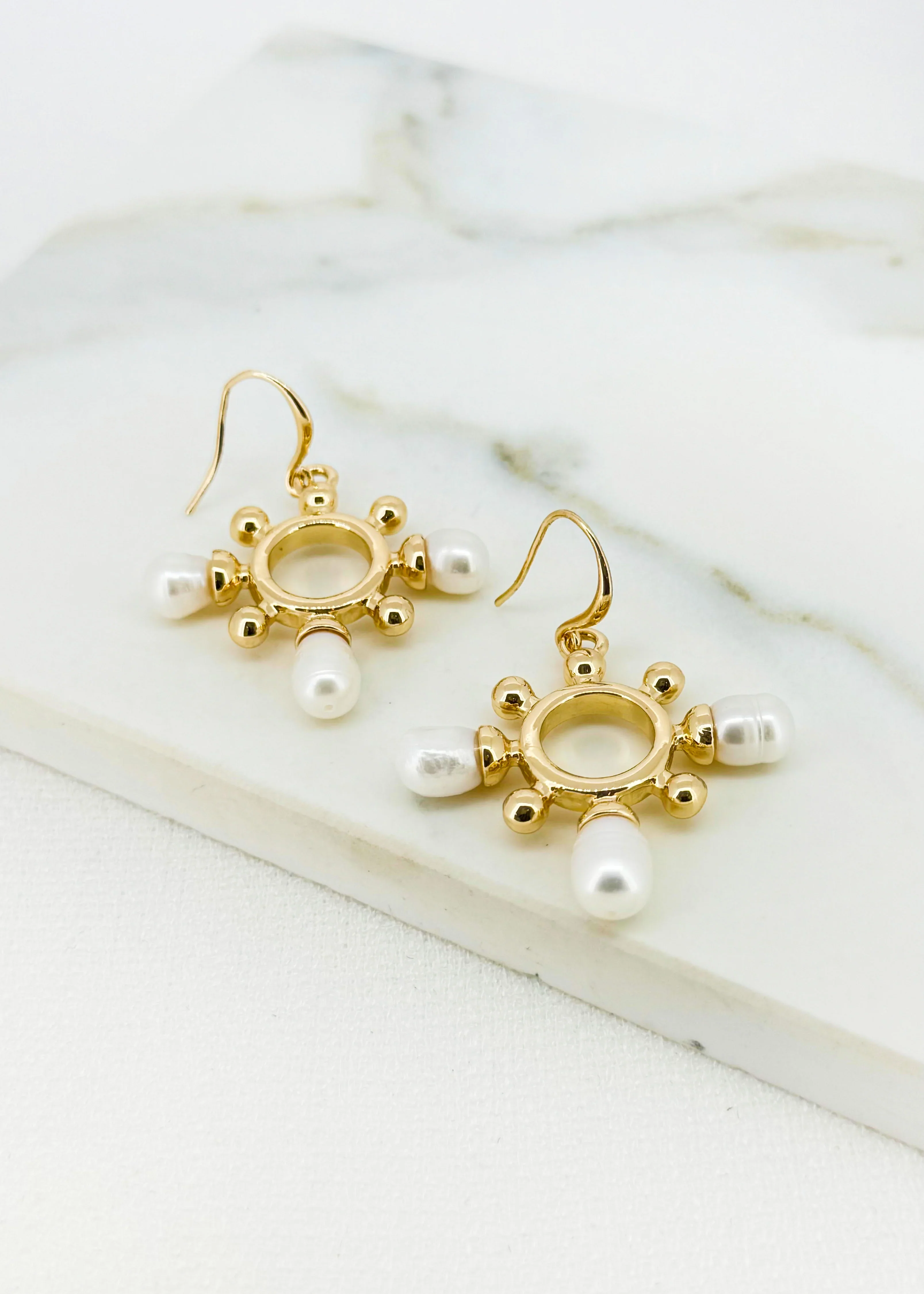 Envy Gold and Pearl Dropper Earrings
