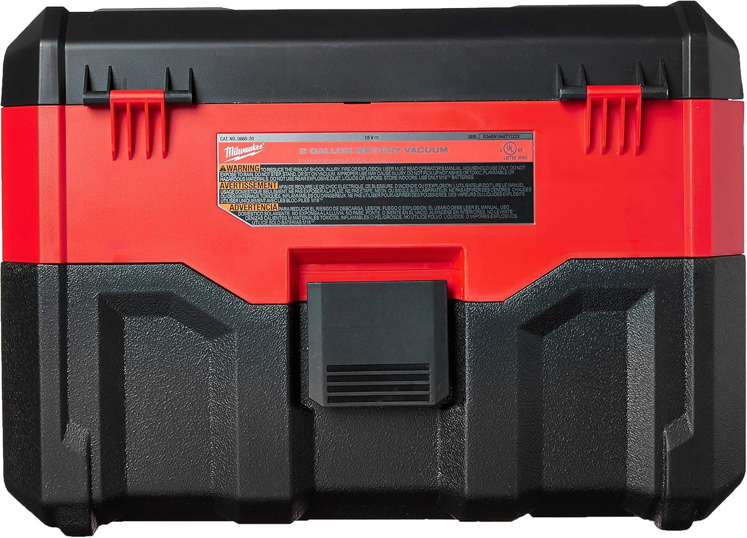 Milwaukee Cordless Lithium-Ion Wet/Dry 0880-20, Aspirapolvere Senza Fili agli ioni di Litio a Secco/Umido, Rosso