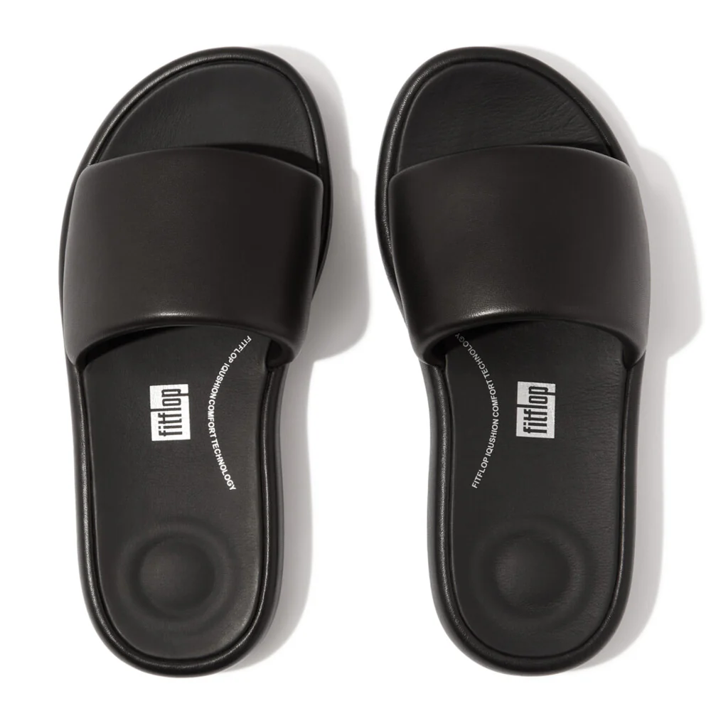 FitFlop iQushion D-LUXE gepolsterte Lederpantoletten Black
