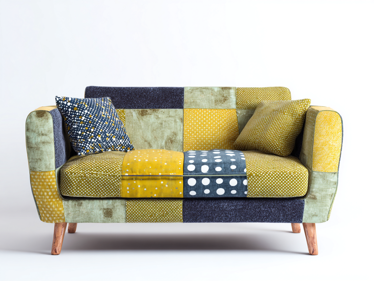 2-Sitzer Sofa Stoff Patchwork Stil 165x86x90 cm—Stoff—Wohnzimmer Sitzmöbel moderner Stil