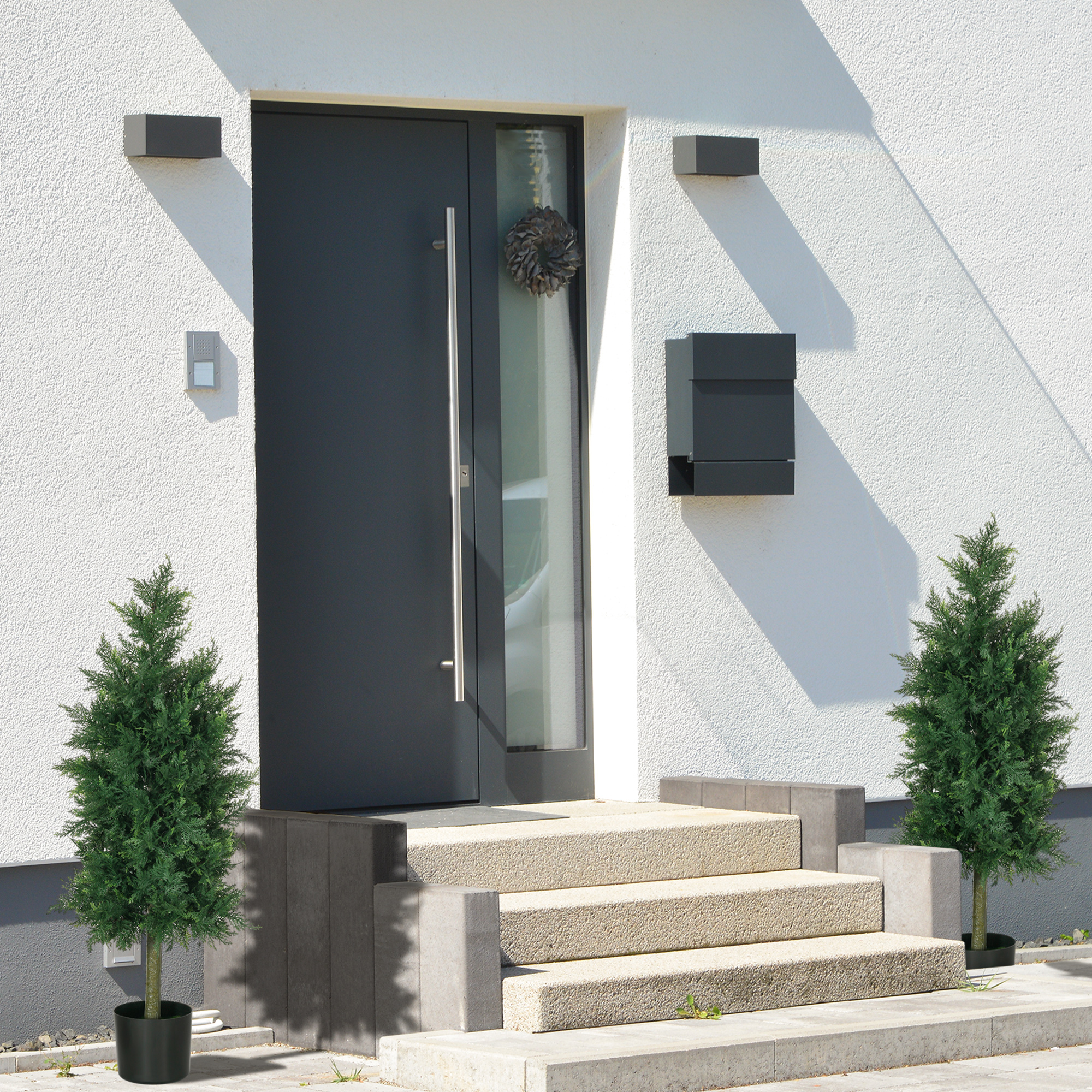 HOMCOM Set mit 2 künstlichen Zedern mit Topf, Höhe 90 cm, Nadelbaum, 38L x 12,5B x 90H cm