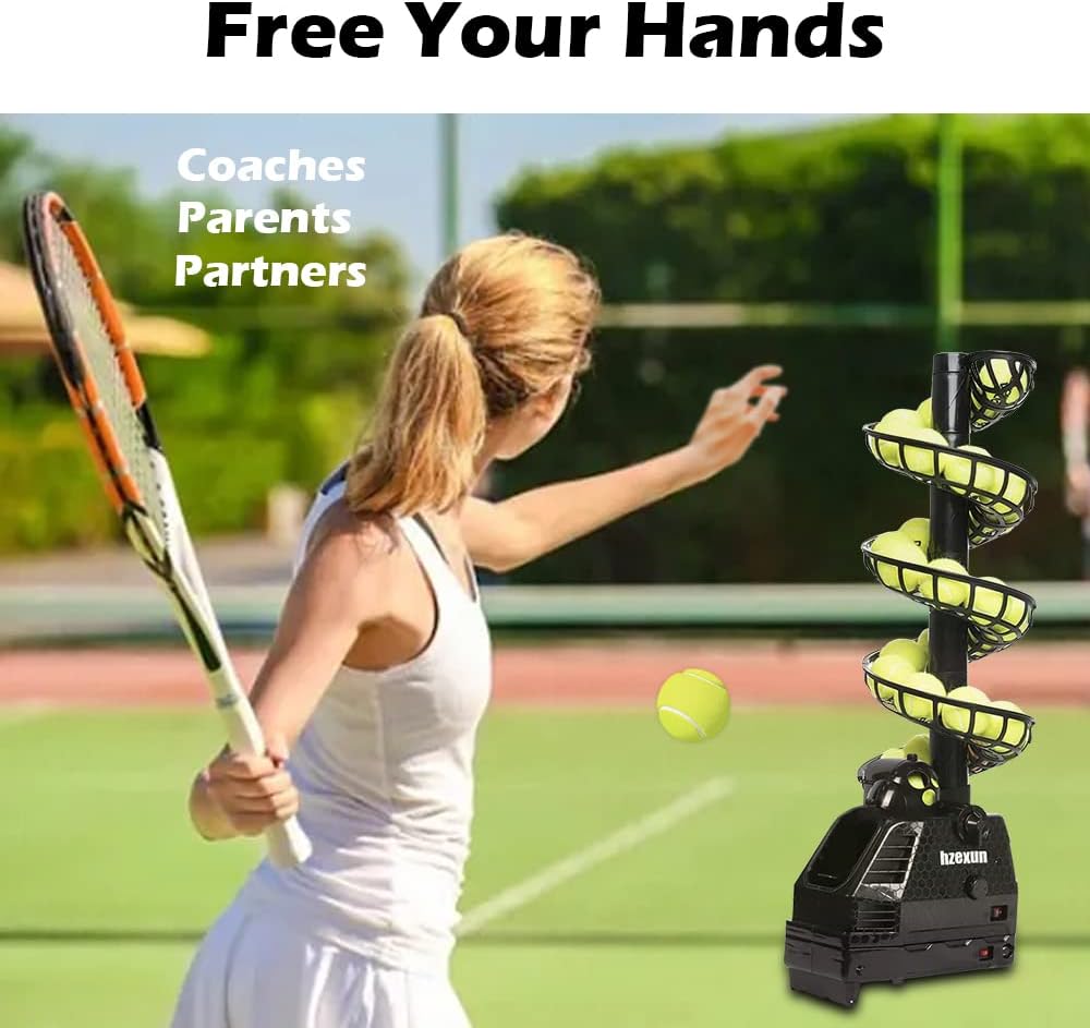 Tennisball-Maschine Tennisball Werfen Maschinen Leicht Tennis Toss Machine Stecker/Batterien 30 Bälle mit Oszillation für Erwachsene Kinder