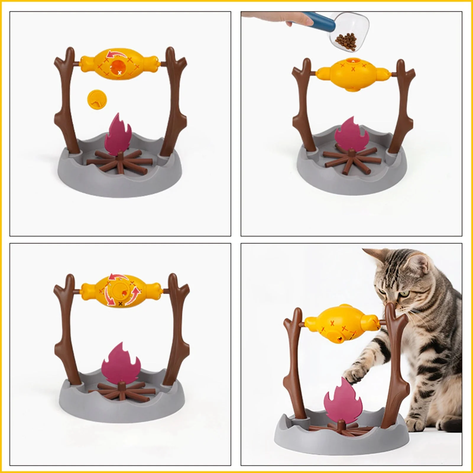 Interactive Cat Slow Feeder �C Rotating Drumstick Dispenser with Adjustable Food Release