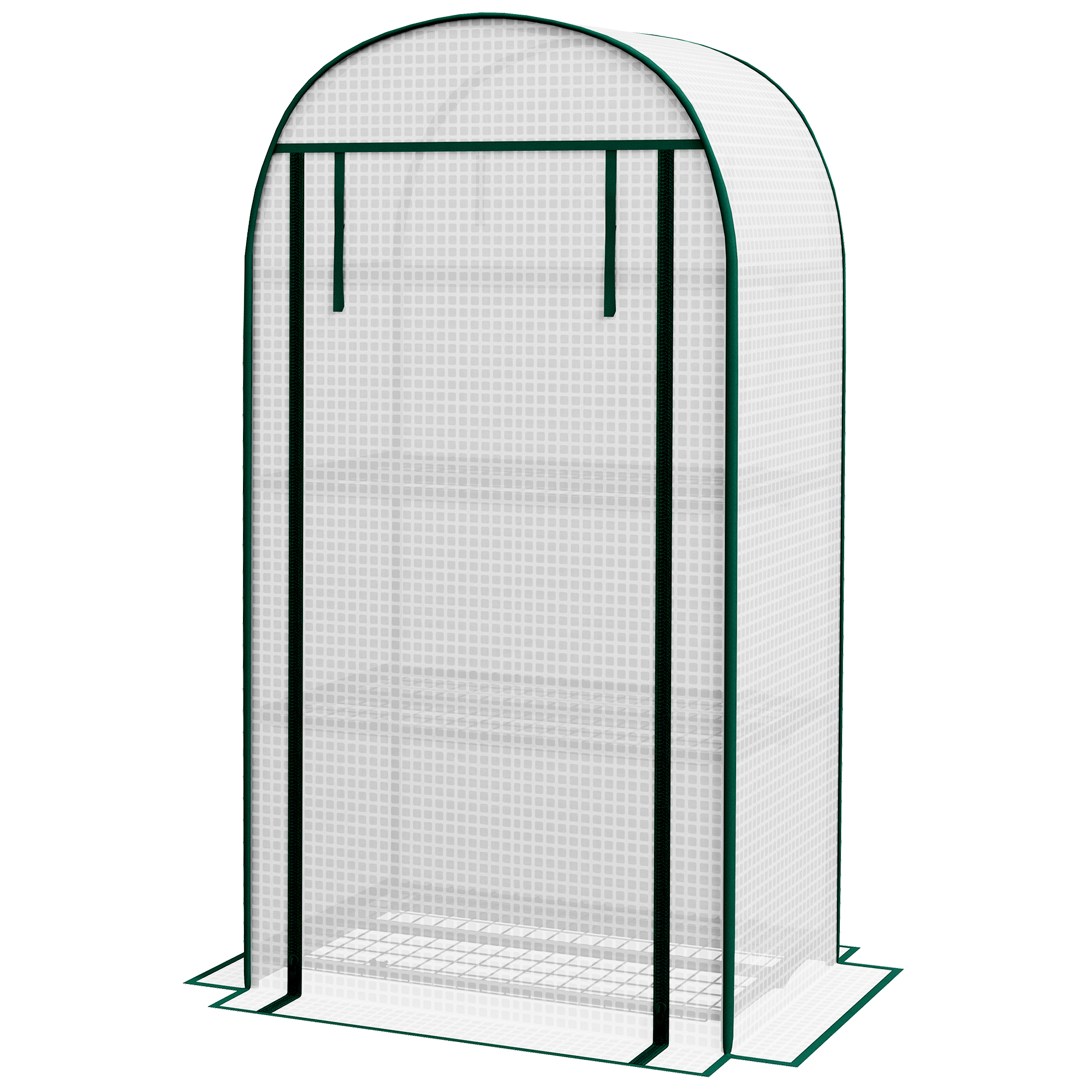 Outsunny Garten-Gewächshaus Balkongewächshaus UV-beständige rollbare Tür 4 Regale PE-Abdeckung 80 x 50 x 160 cm Weiß