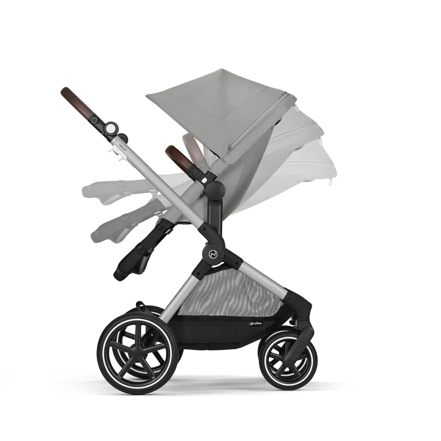 CYBEX Gold Kinderwagen EOS Lux 2-in-1 mit Babyschale Aton B2 i-Size und Babyschalen-Adapter, Reisesystem, Ab Geburt bis 22 kg (ca. 4 Jahre), Moon Black (Schwarz)