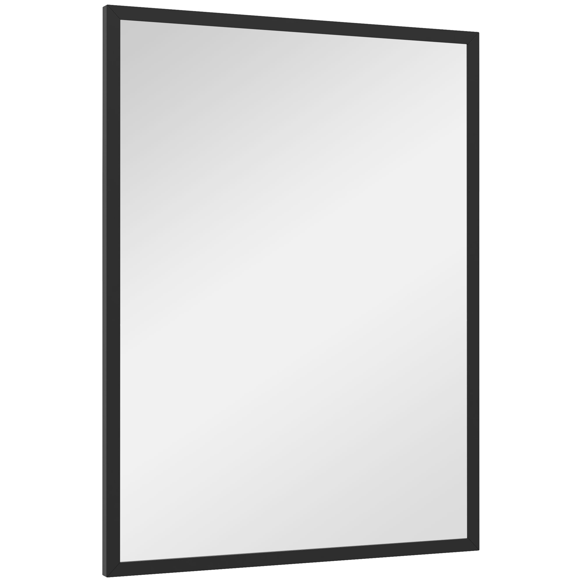 HOMCOM Rechteckiger Wandspiegel mit Haken, aus Glas und MDF, 60x80 cm, Schwarz