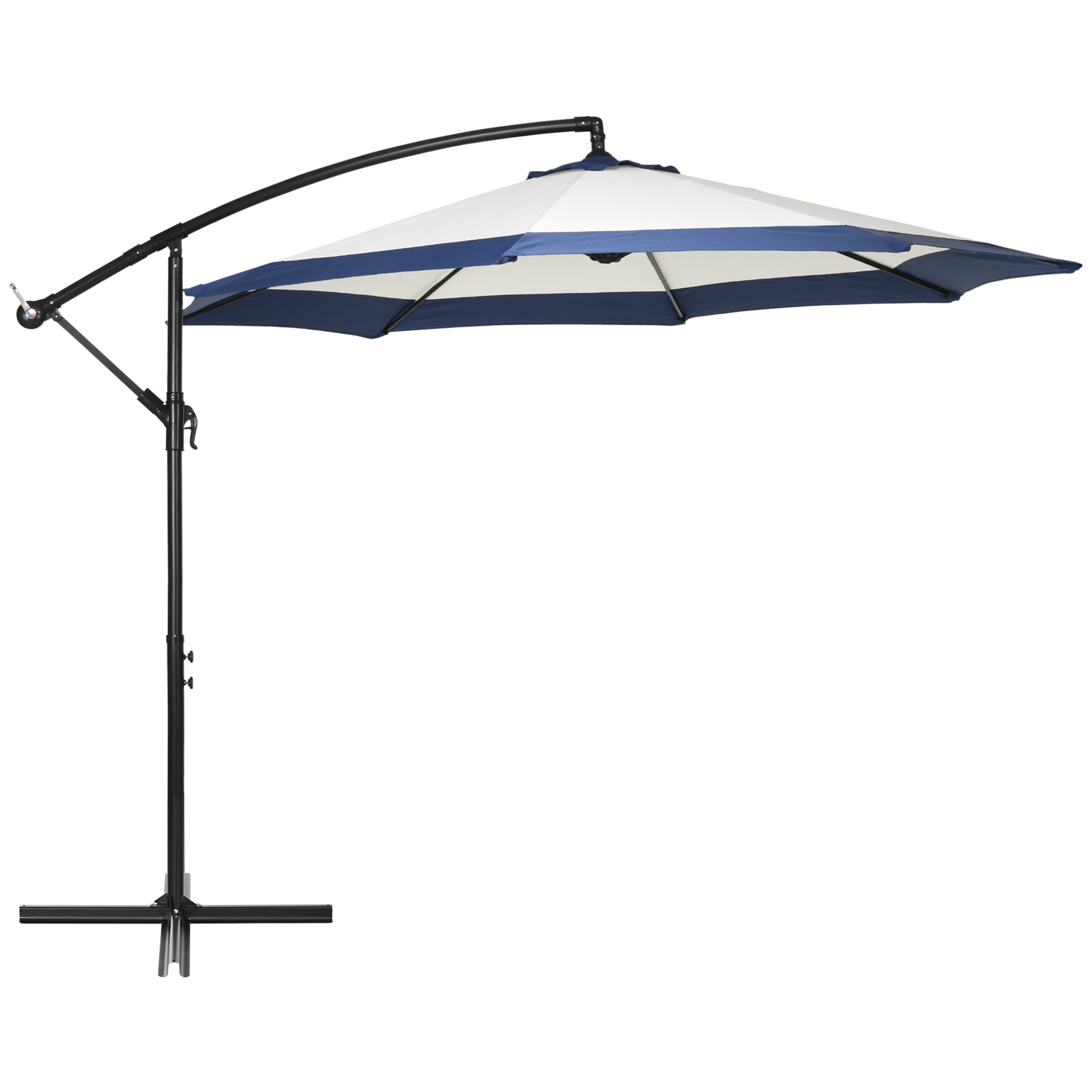 Outsunny Seitlich Versetzter Gartenschirm 3x2 m mit Kurbelmechanismus, Metall und Polyester, Dunkelblau und Creme