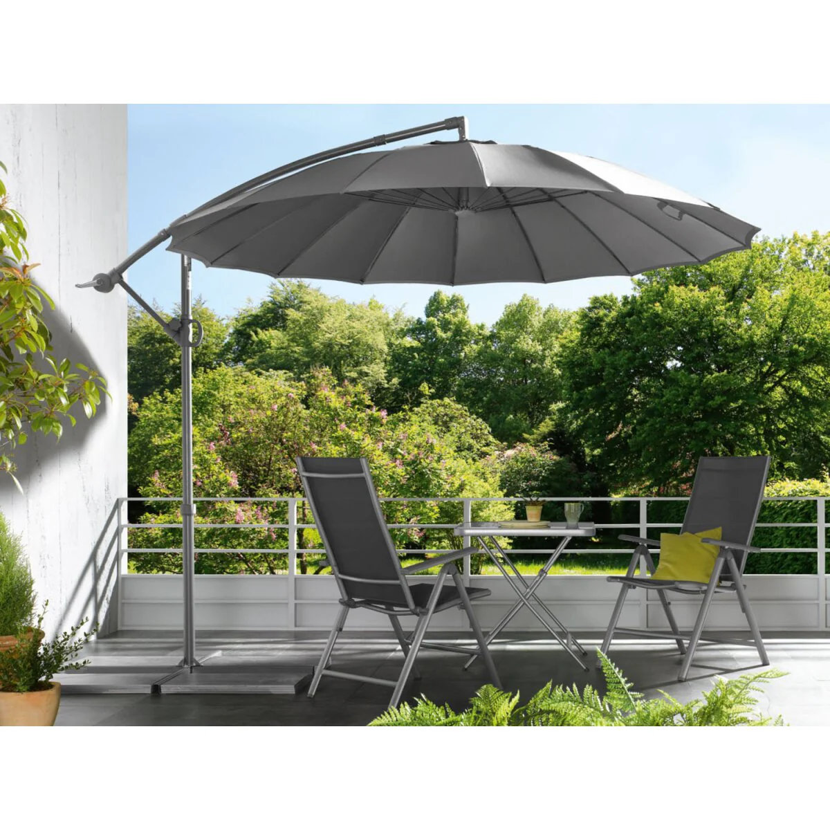 LIVARNO home Zweefparasol ?Shanghai?, antraciet - B-keus transportschade cosmetisch
