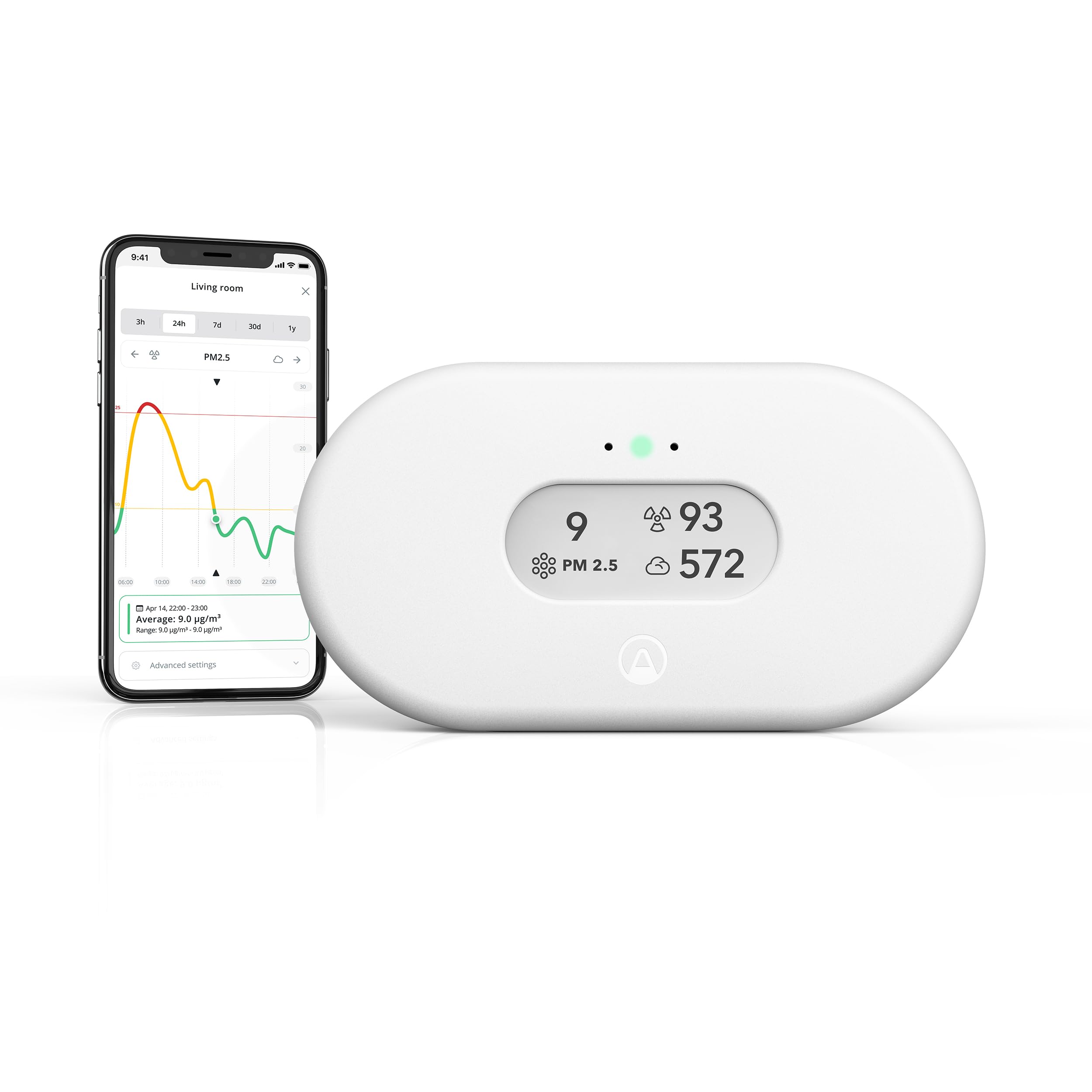 Airthings 2960 View Plus intelligenter Luftqualitätsmesser Feinstaub Radon CO2 VOC Luftfeuchtigkeit Temperatur