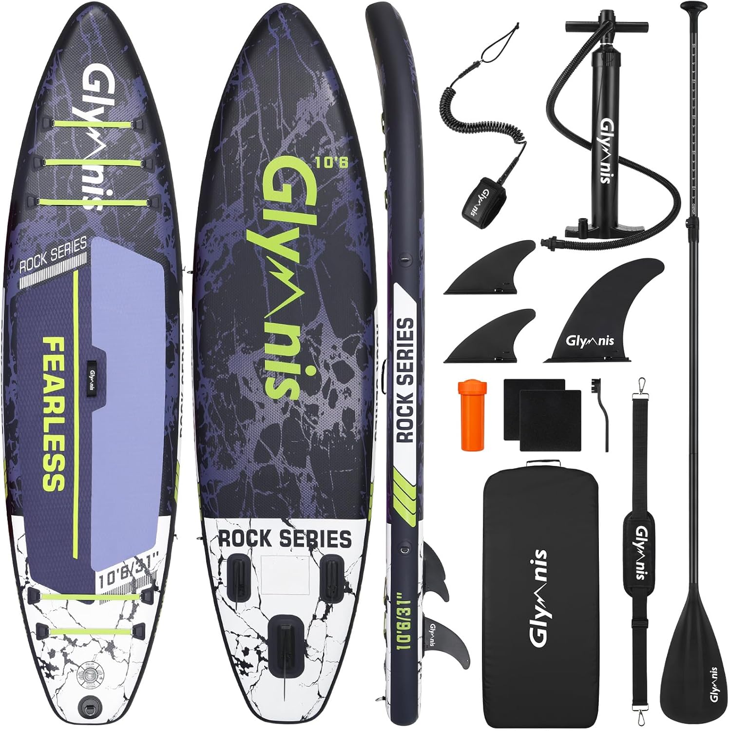 Glymnis Tavola da SUP 320×81×15cm SUP Gonfiabile capacità di Carico di 140 kg Tavola da Surf Stand Up Paddle con Pompa ad Aria Pagaia Regolabile Borsa da Trasporto e Linea di Sicurezza