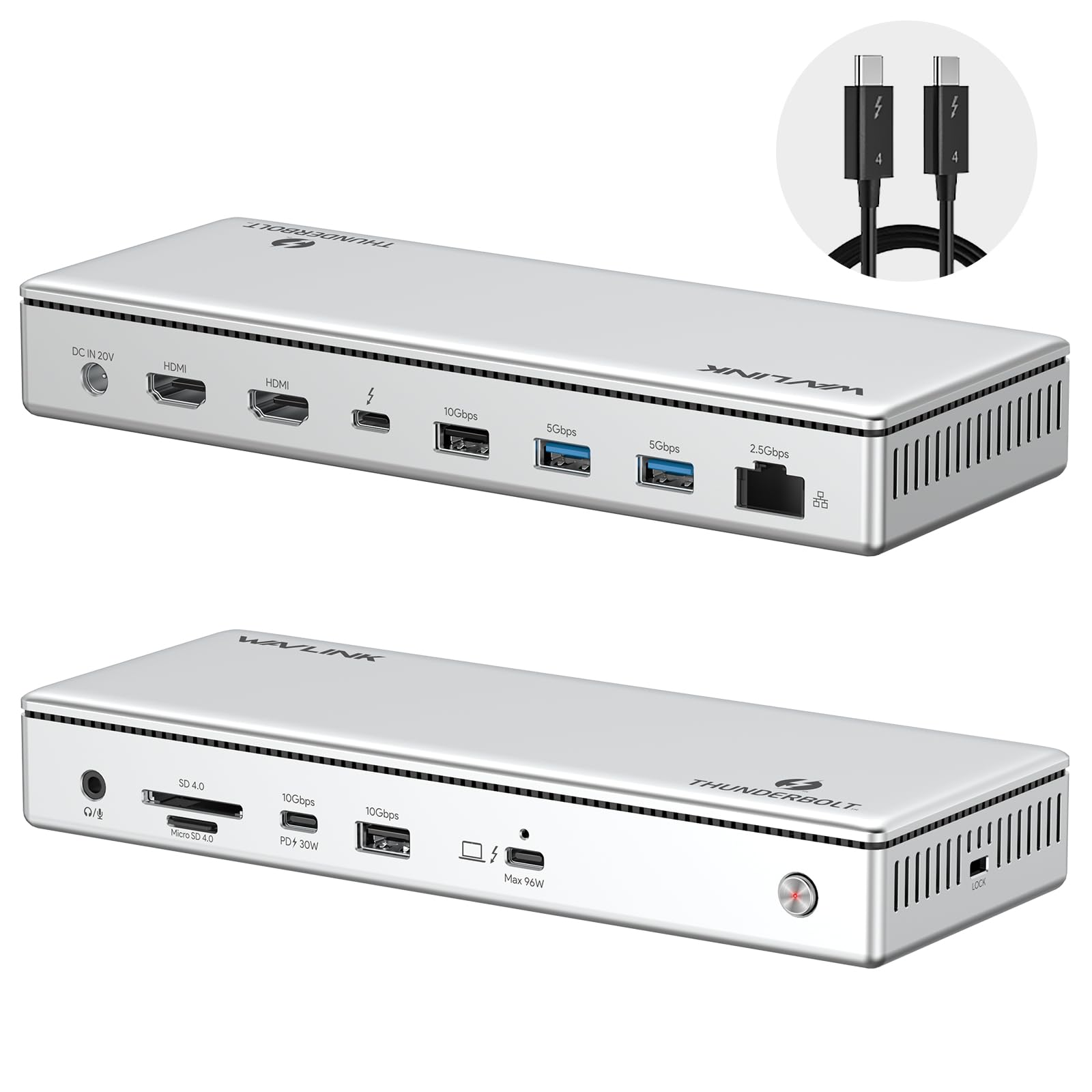 Thunderbolt 4 Dockingstation 13-in-1 mit 96W PD, 8K oder Triple 4K, 40 Gbit/s, 2.5G Ethernet und 10-Gbit/s-USB