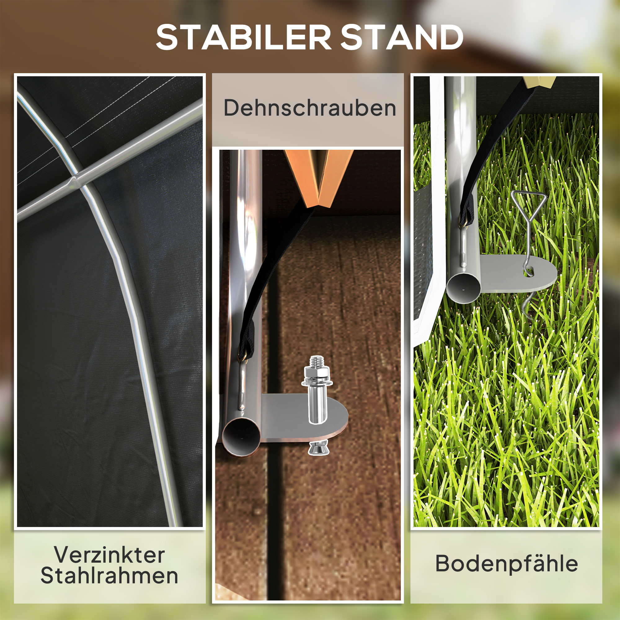 /Tuinschuur met Plastic Zeil, Gereedschapstent, Opzetbare Garage, 300B x 450D x 230H cm, Donkergrijs