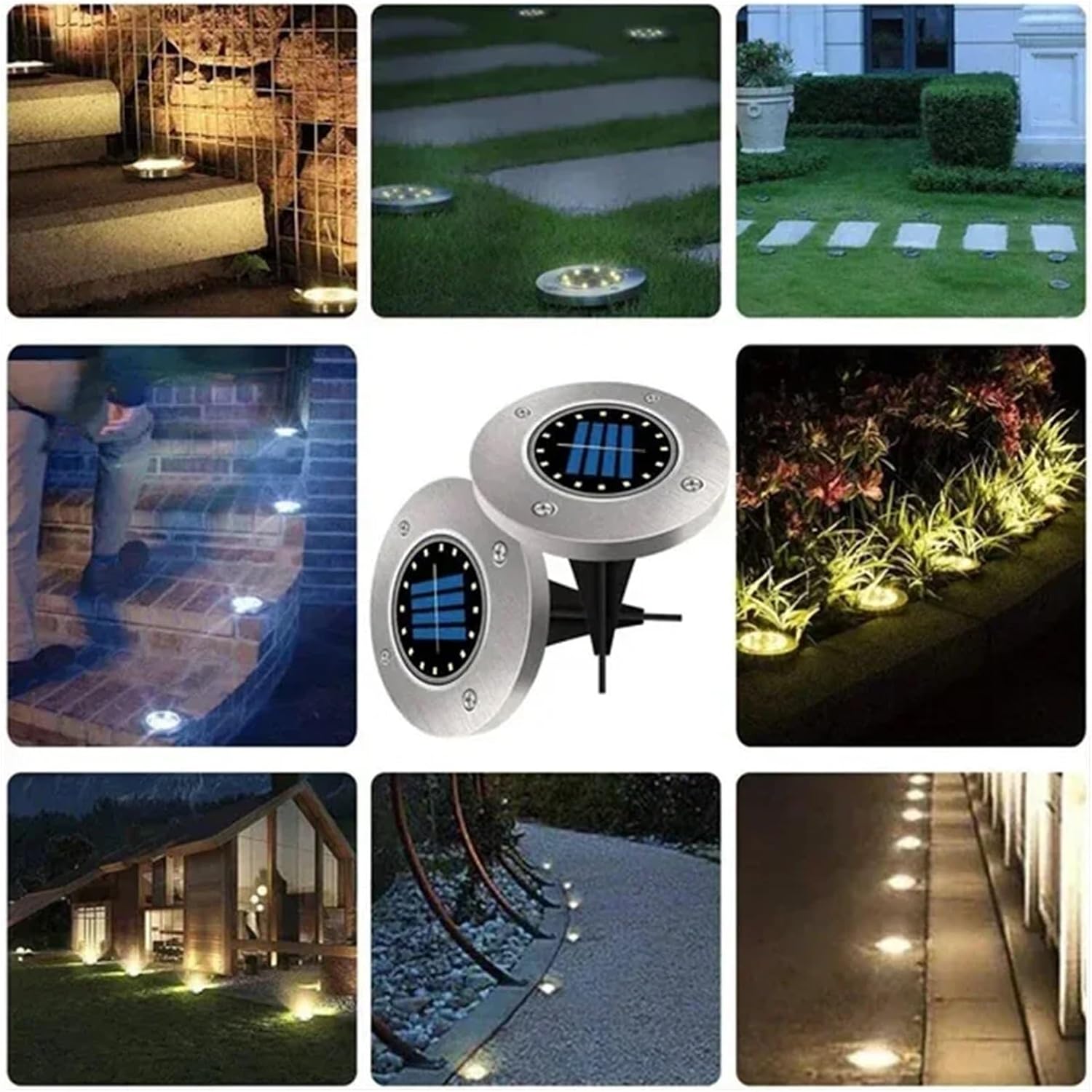 So Gartenleuchten mit 20 LEDs, hell, energieeffizient, für den Außenbereich, wasserdicht, vergraben, also LED-Strahler für Weg- und Landschaftsdekoration, Weiß, 12 Stück