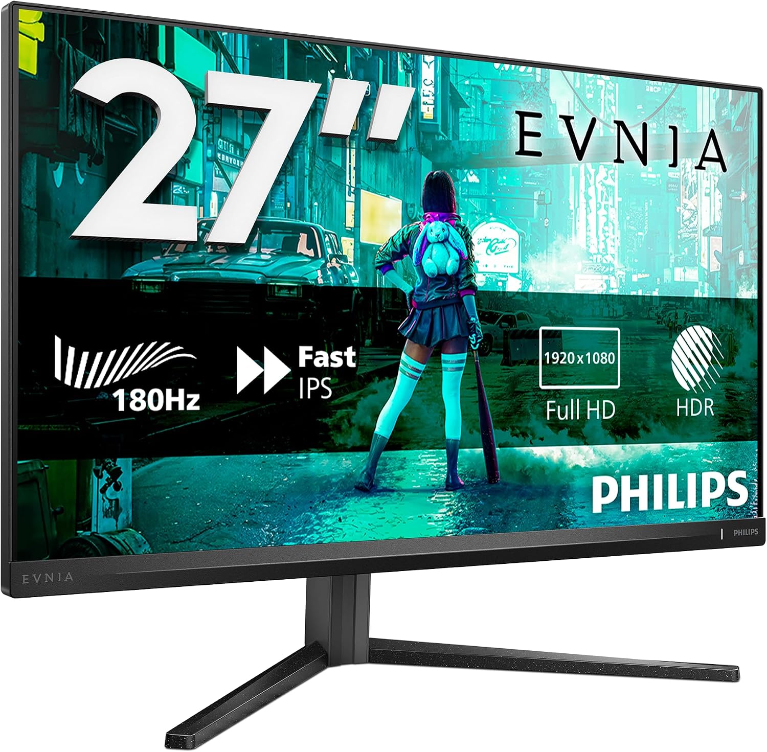 PHILIPS Evnia Gaming Monitor 27M2N3200AM 27 pollici 1920x1080, FHD, 180Hz, Fast IPS Panel, 1ms GtG, Speakers, Height Adjustment, (HDMI2x 2.0 DP 1x 1.4) Adaptive Sync, HDR10, G-Sync Comp. Grigio Scuro
