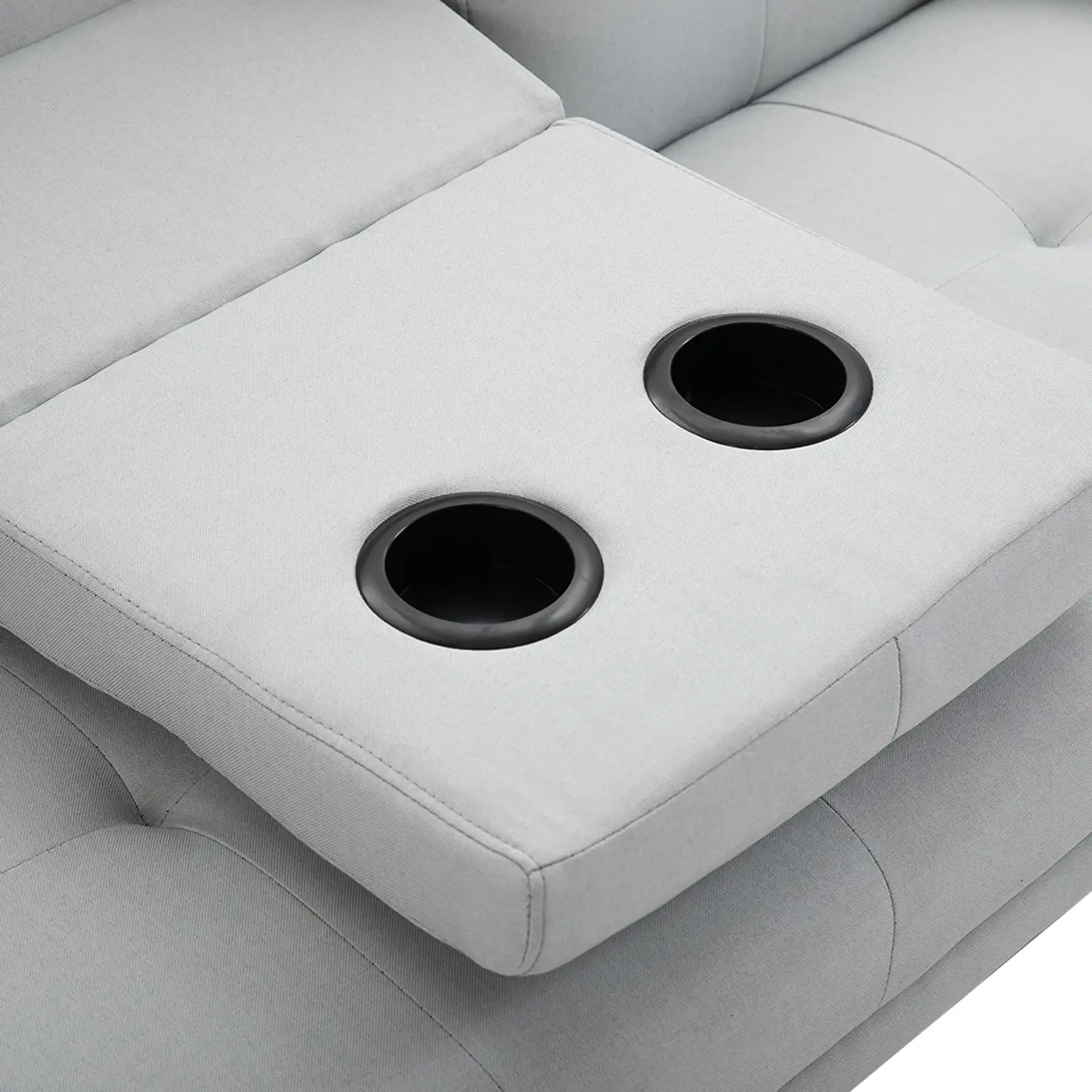 HOMCOM Schlafsofa 3-Sitzer mit verstellbarer Rückenlehne & Tisch hellgrau
