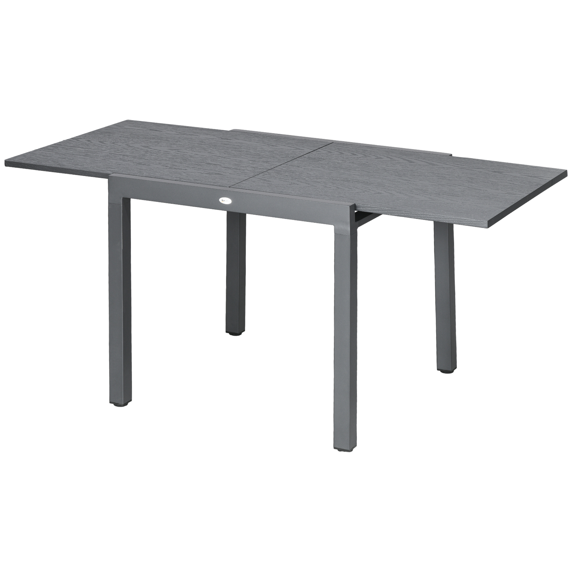 Outsunny Terrassentisch, ausziehbar, 4 bis 6 Personen, Aluminium/Stahl, 80/160 x 80cm, Dunkelgrau