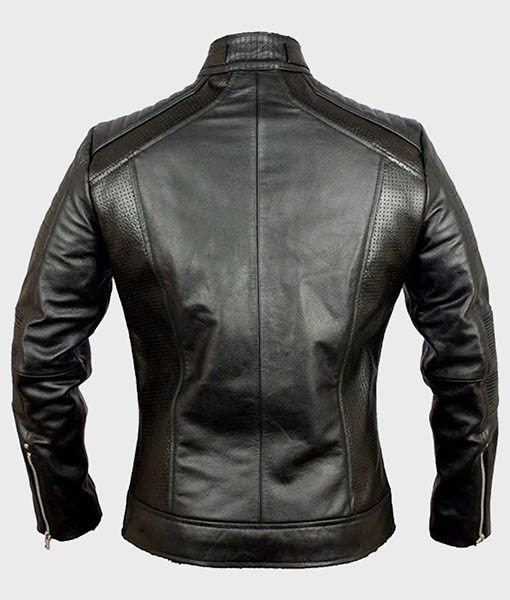 Mens Black Biker Cafe Racer Jacket
