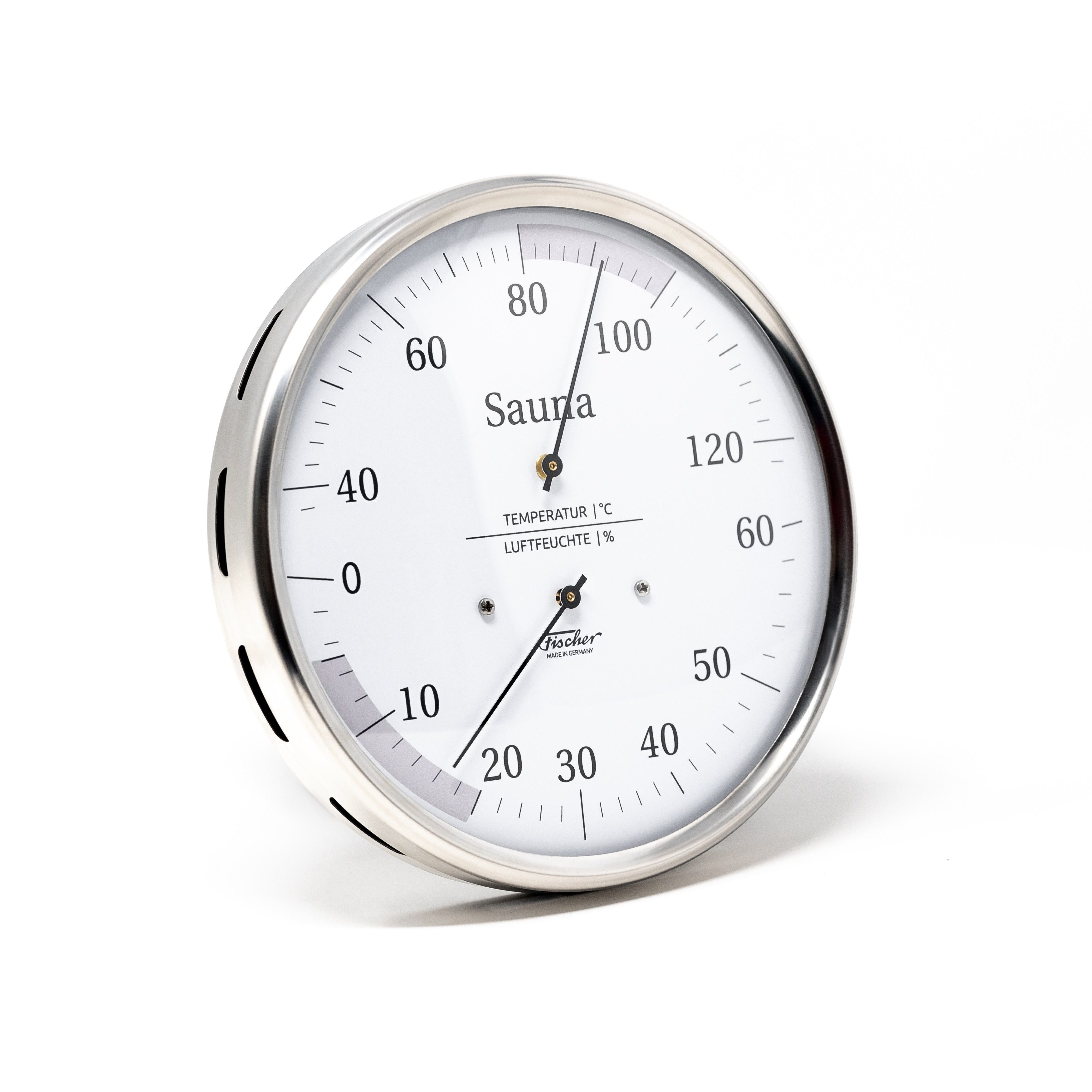 Klimamesser Fischer 194.01 Sauna-Thermohygrometer 130 mm Edelstahl Made in Germany