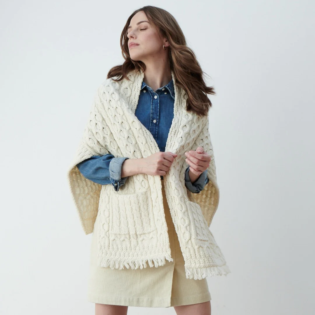 Wrap with Pockets , Natural