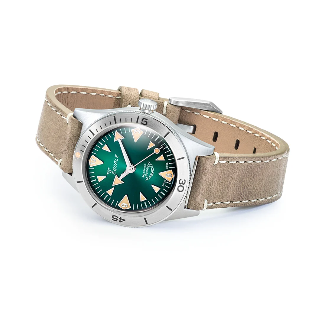 Orologio Super Squale verde sunray pelle diver 200mt SUPERSSAGR.PTO