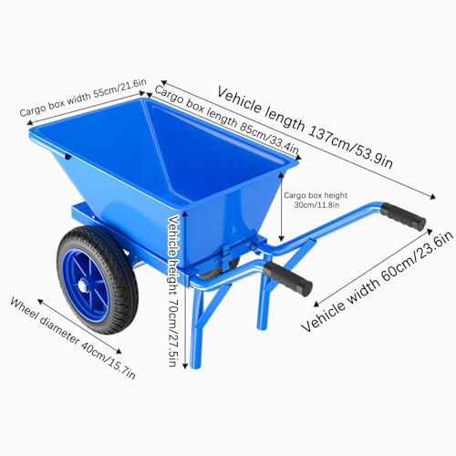 GUAWJRZDP Carriola, Carrello Da Giardino, Carretto Con Freno A Mano, Carrello A 2 Ruote For Carichi Pesanti, Carrelli Da Trasporto, Carrello Con Cassone Ribaltabile, for Prato, Giardinaggio, Blu(With : Amazon.it: Giardino e giardinaggio