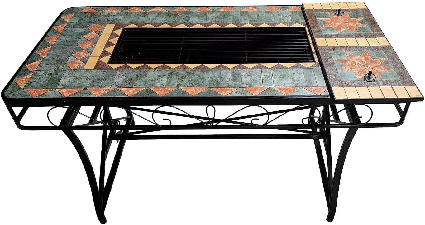 buybuy Kit Tavolo e 4 sedie pieghevoli Mosaiko con Parte Centrale Estraibile per uso Griglia 150x80 cm MOKITO20.