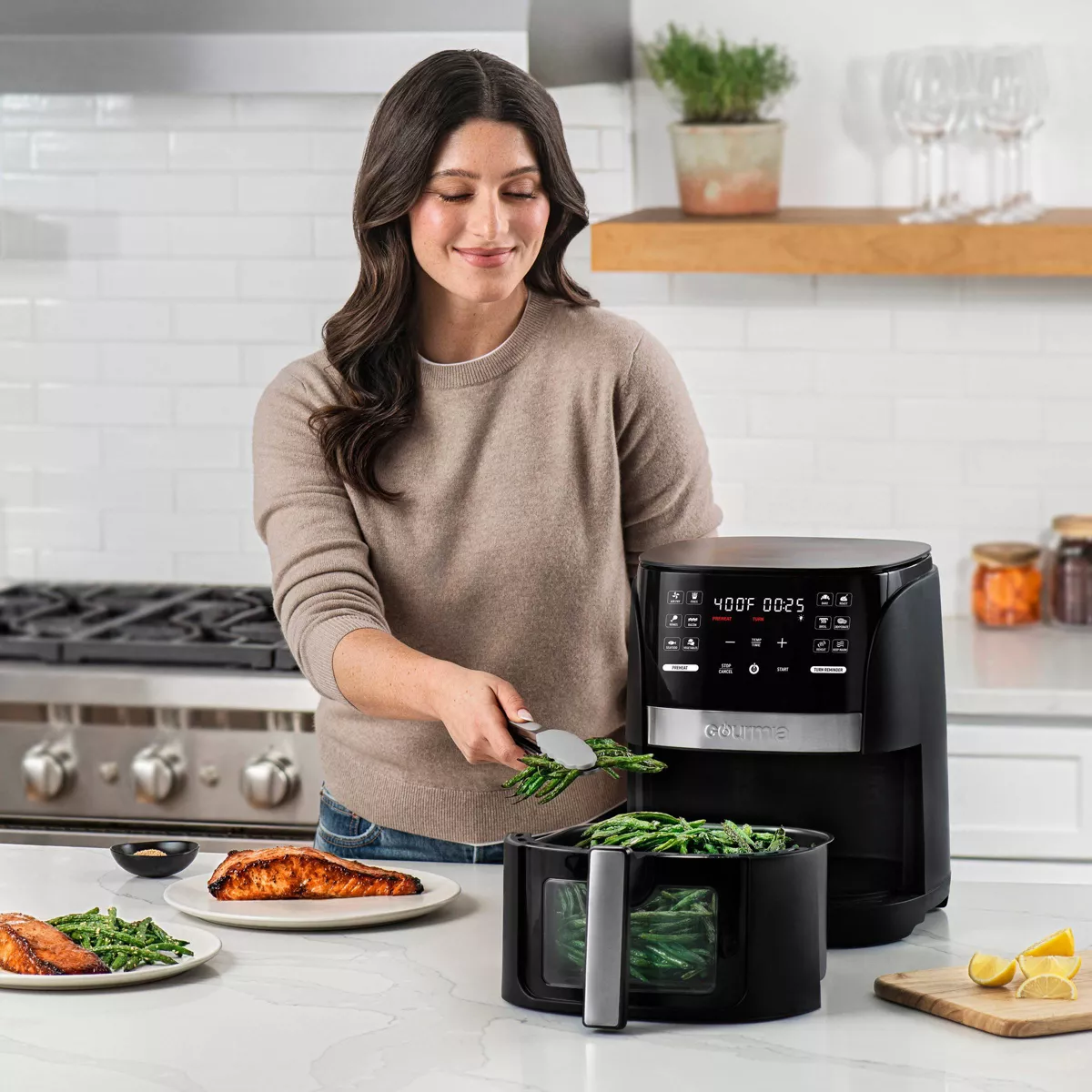 Gourmia 6-Qt Digital Window Air Fryer with 12 Presets & Guided Cooking Black