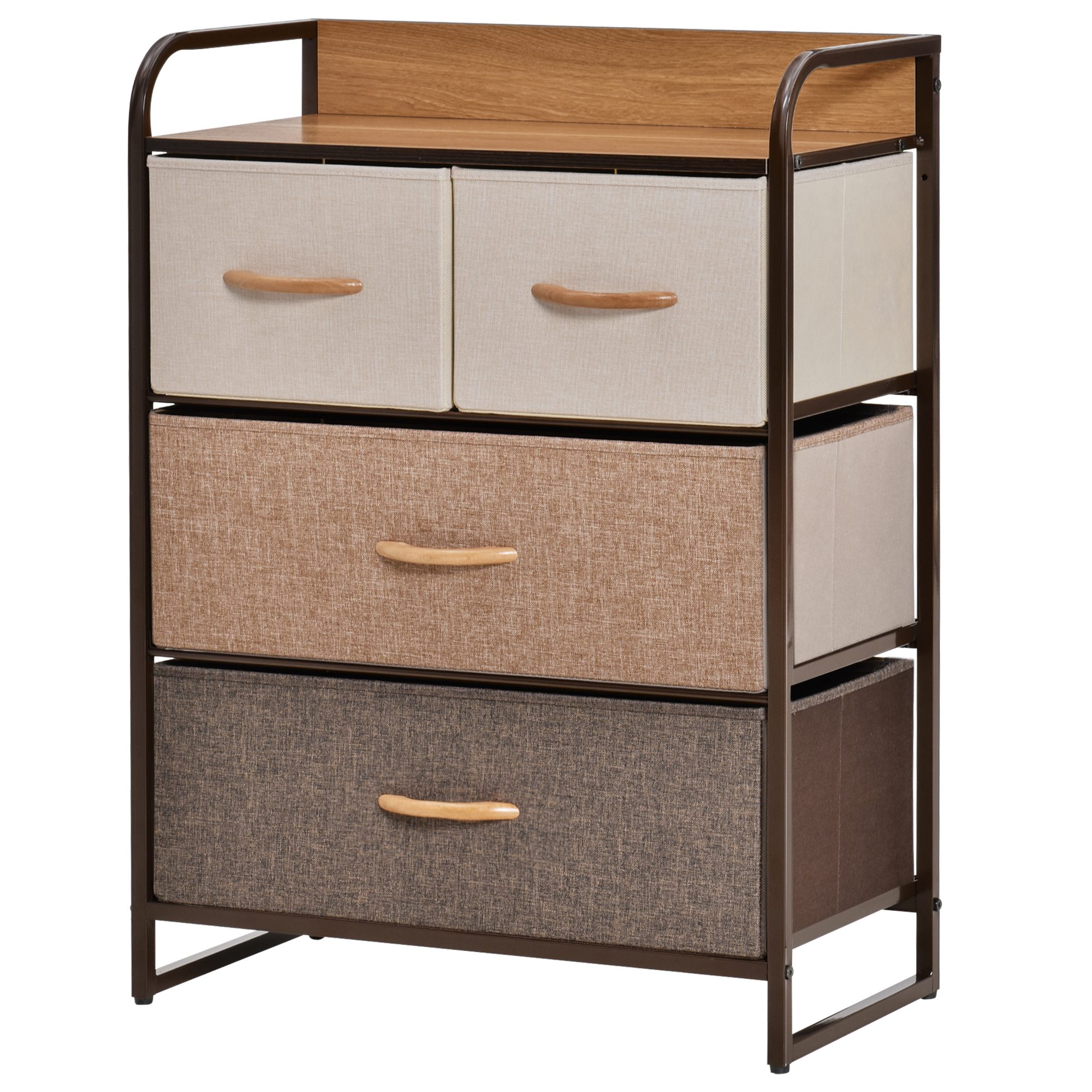 HOMCOM Aufbewahrungsschrank Kommode 4 Schubladen aus Stoff 58 x 29 x 78,5 cm Multicolor