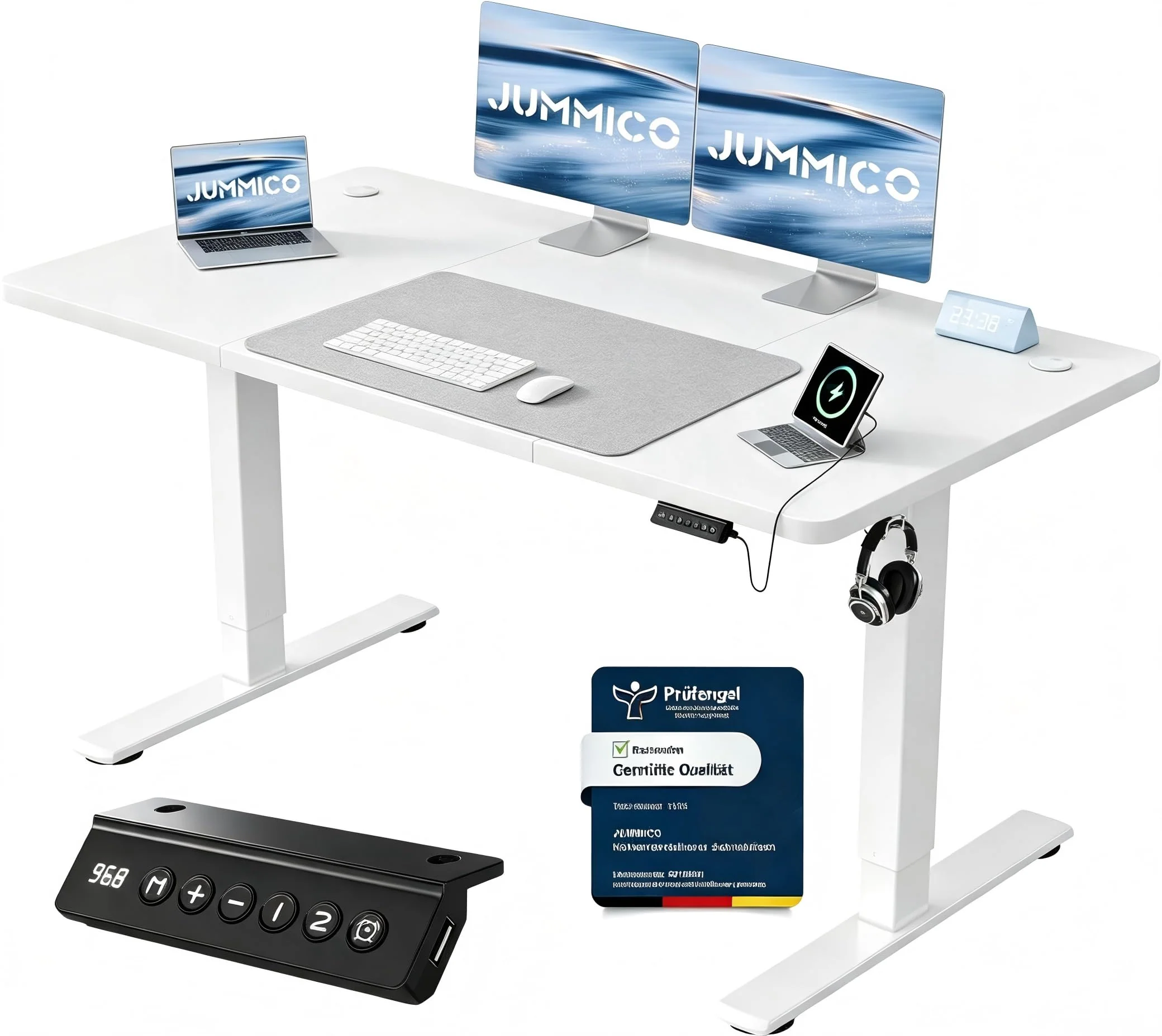 JUMMICO Elektrisch höhenverstellbarer Schreibtisch mit USB-Anschluss