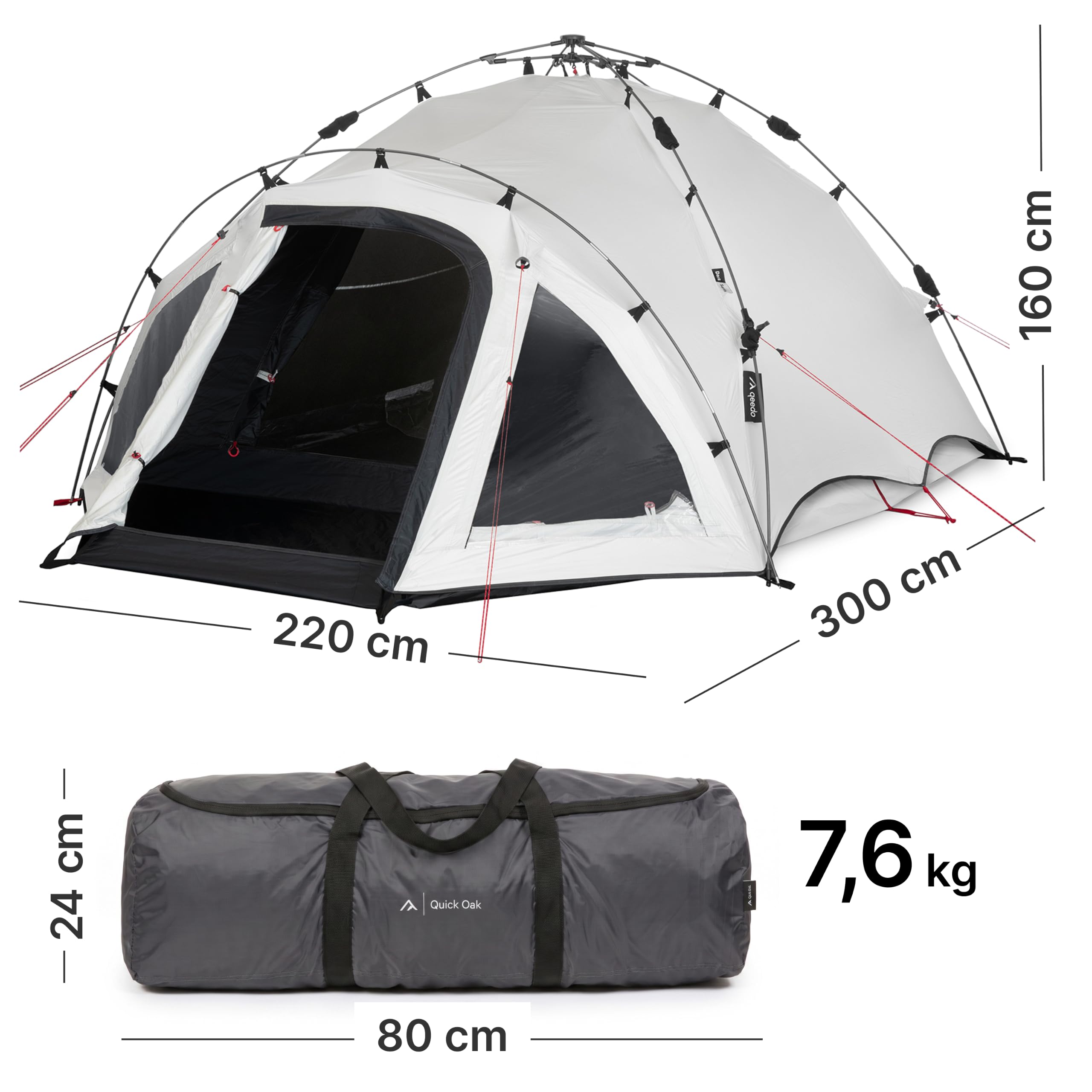 qeedo Quick Oak Dark Campingzelt nachtschwarz abgedunkelte Schlafkabine Sekundenzelt wasserdicht 3 Personen