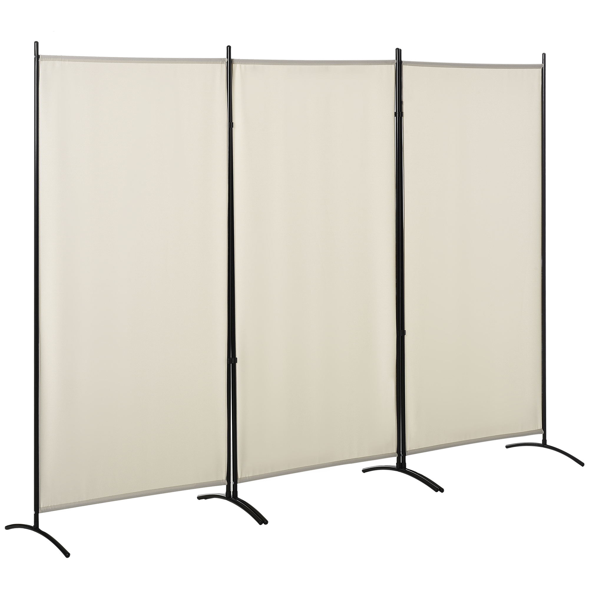 HOMCOM Paravent 3 Paneele Abmessungen 2,53L x 0,5B x 1,82H m Seitlicher Store Sichtschutz-Paravent auf Standfuß Metall Polyester