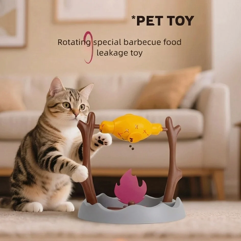 Interactive Cat Slow Feeder �C Rotating Drumstick Dispenser with Adjustable Food Release