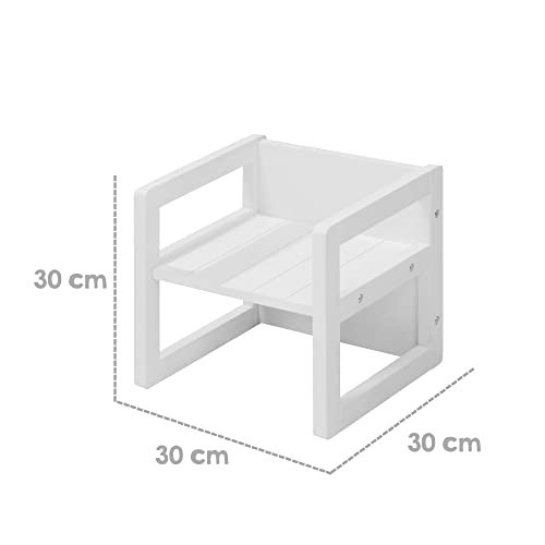 roba Set Tavolo   Sgabello per Bambini   Convertibile in Panca   Stile Country – Mobili per Bambini – 3 Altezze – Multifunzionale   Legno Laccato Bianco : Casa e cucina