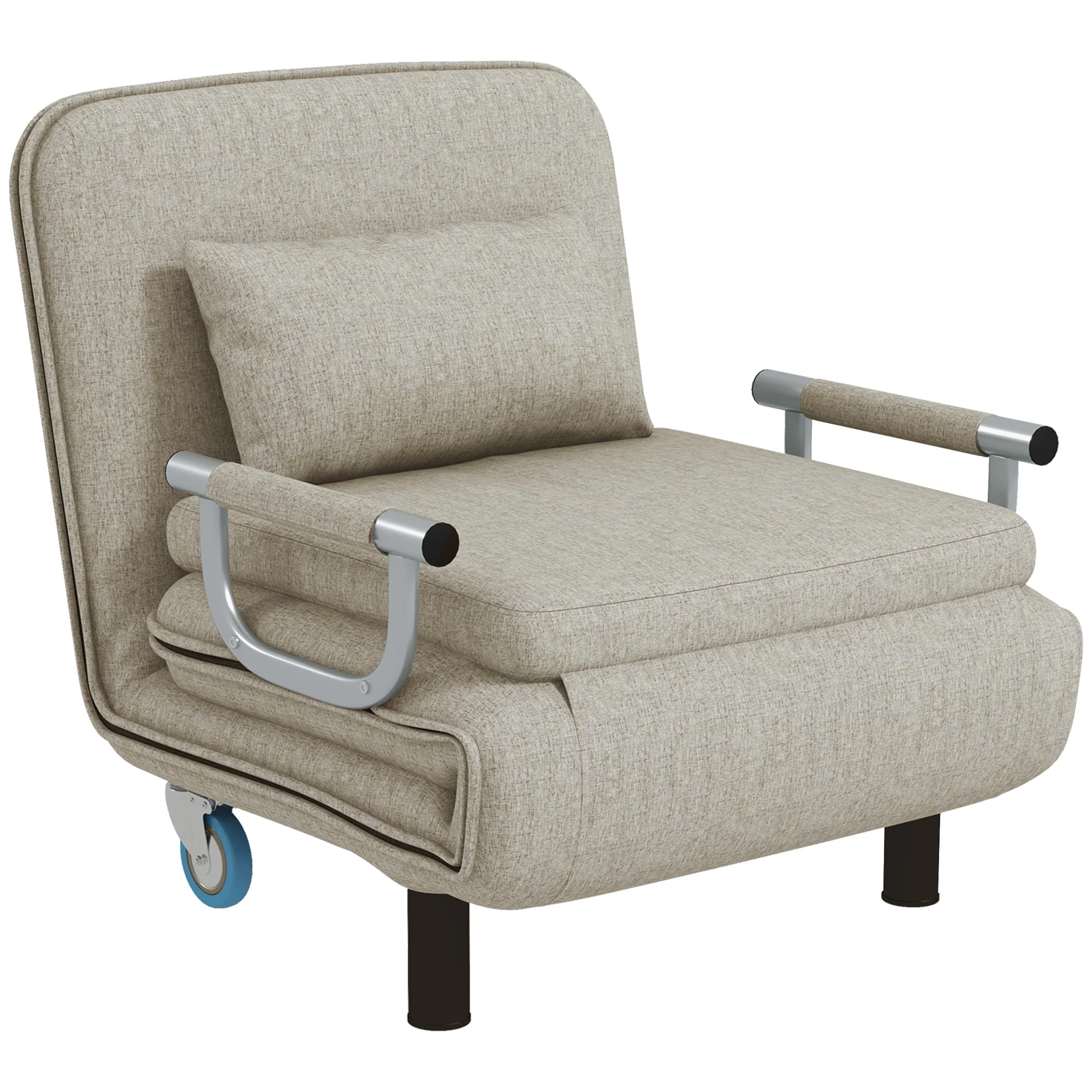 HOMCOM Schlafsessel mit Bettfunktion 3-fach verstellbar mit Rollen