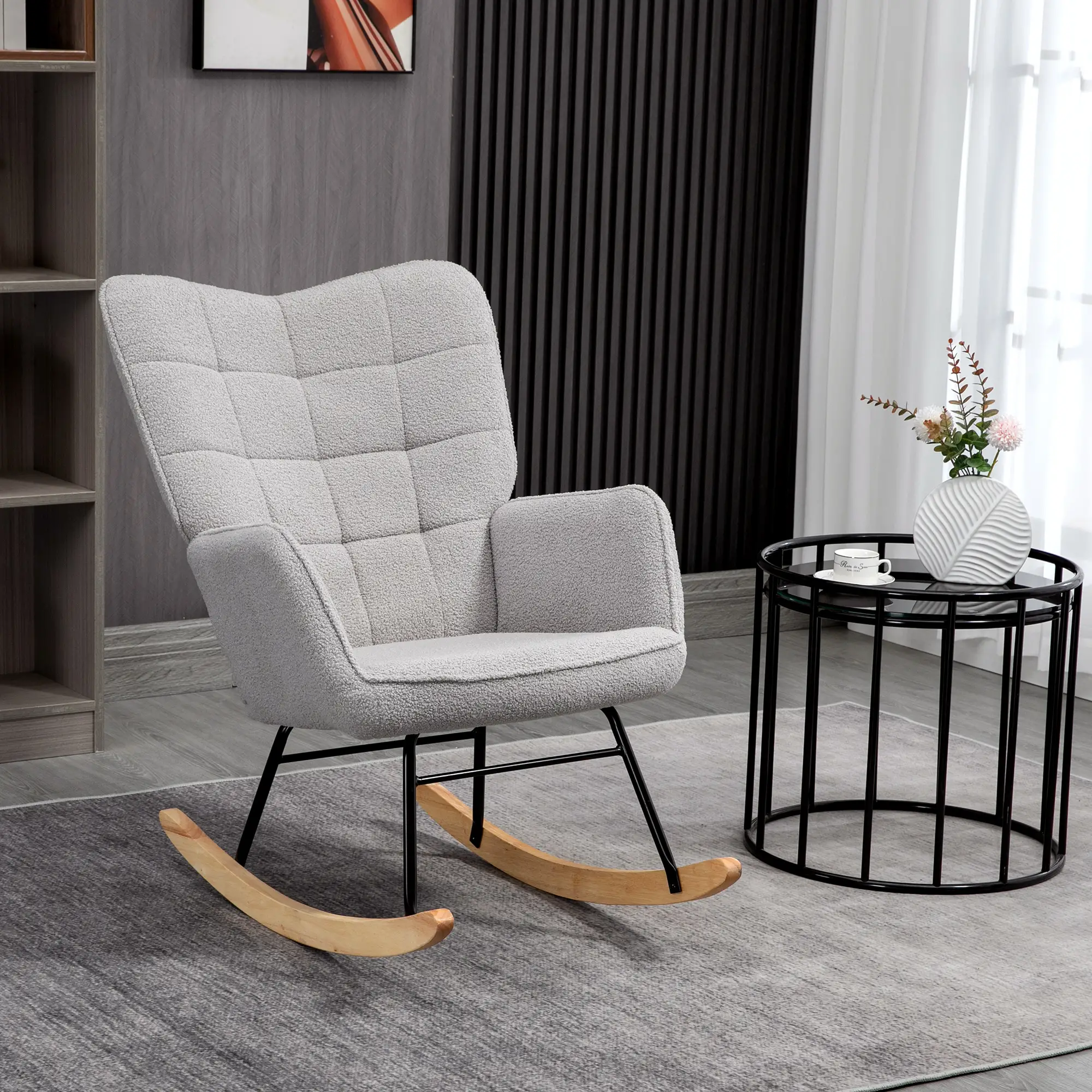 HOMCOM Schaukelstuhl Wohnzimmer Schwingsessel elegant gemütlich