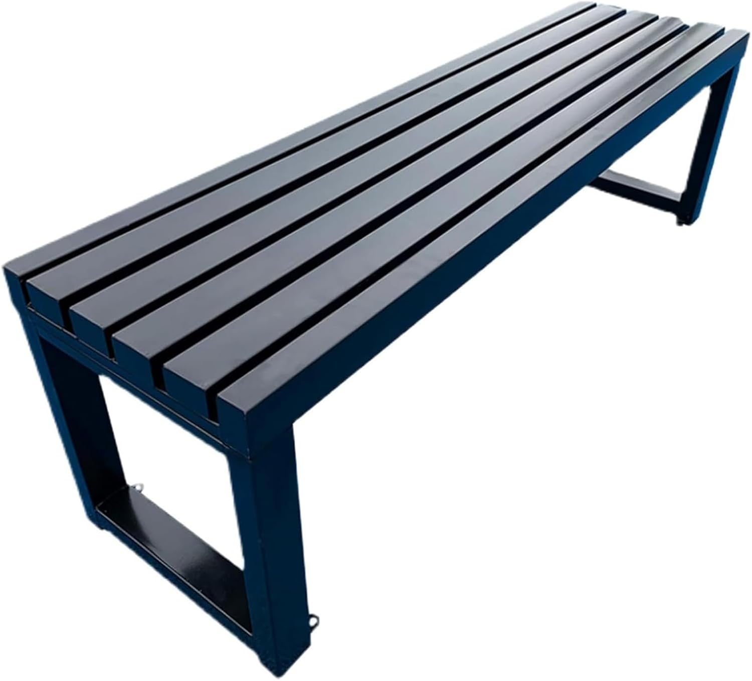 Metal Garden Bench, Backless Patio Benches, Outdoor Patio Benches, Weatherproof Metal Frame and Solid Wood Seat Length 150cm