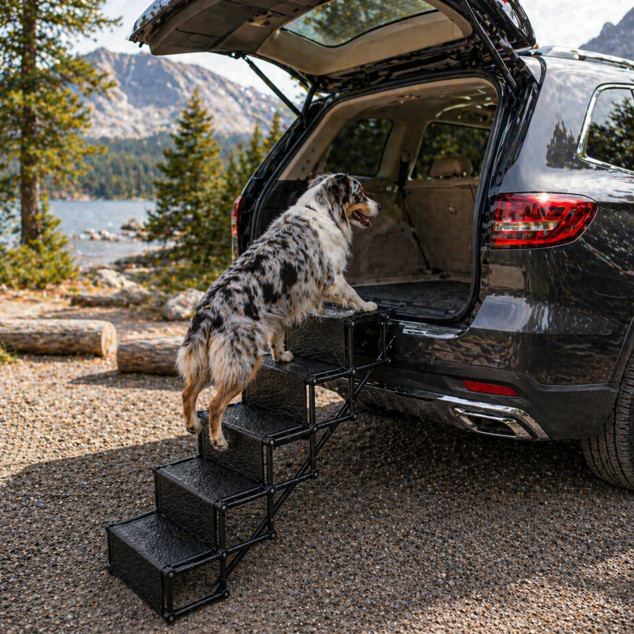 Foldable 5-Step Dog Car Stairs �C Non-Slip, Lightweight & 150 lbs Capacity