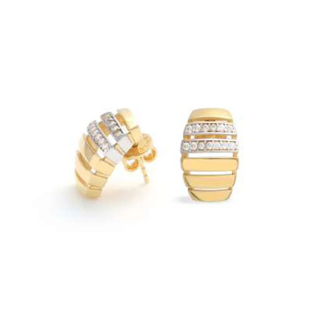 Orecchini Unoaerre 6502 a fasce argento dorato e zirconi