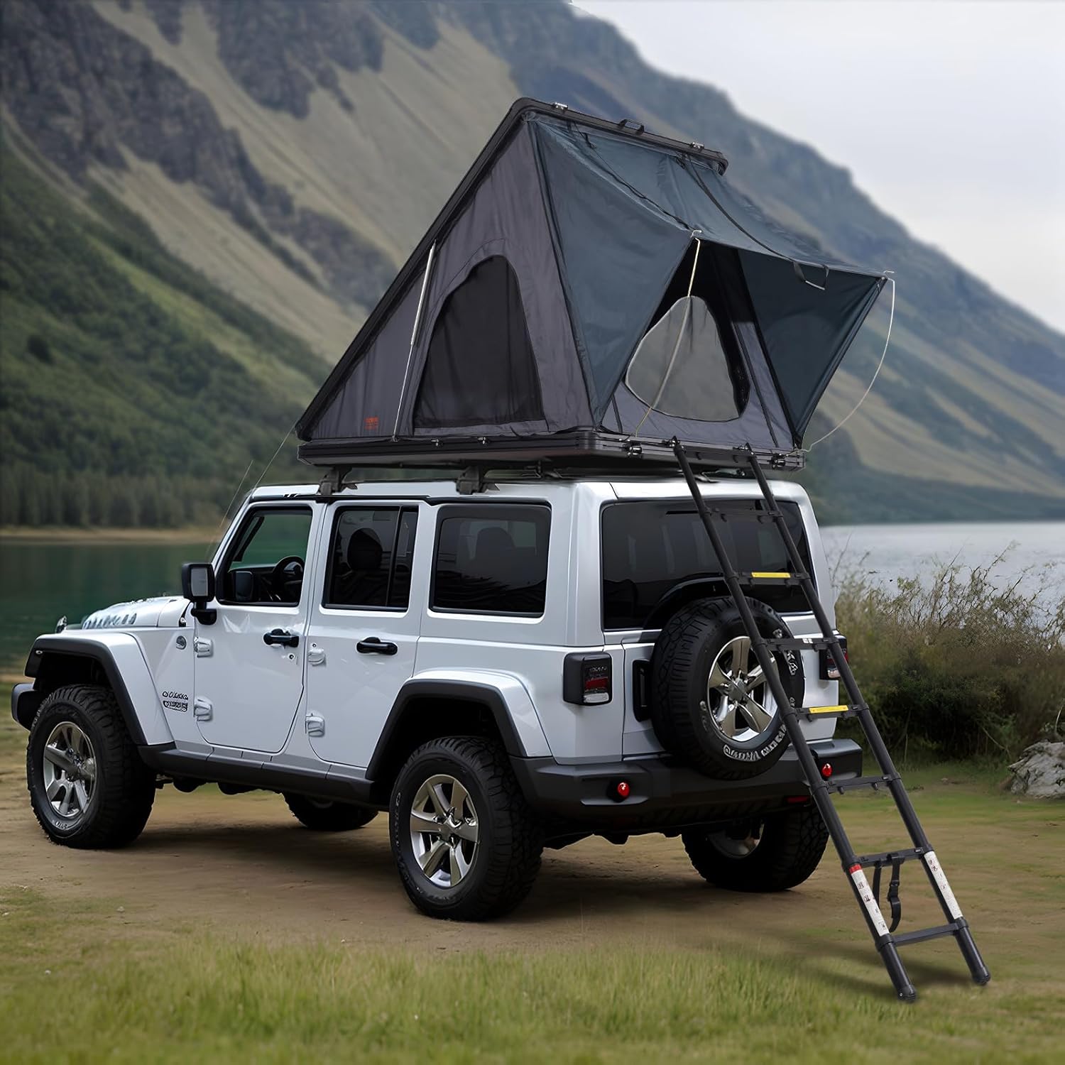 VEVOR Tenda da tetto rigida con guscio rigido, per 2-3 persone, con scala telescopica, materasso spesso, impermeabile e antivento, per Jeep, SUV, furgone, pick-up