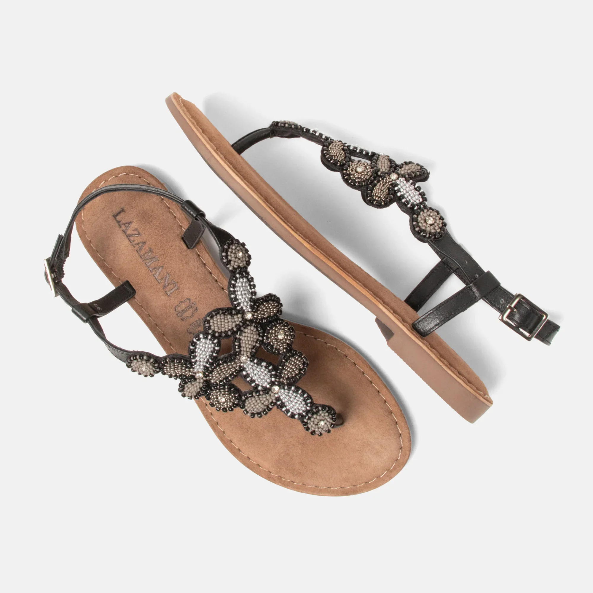 Maritza Beaded Leather Toe Sandals �C Adjustable Slingback Summer Sandals