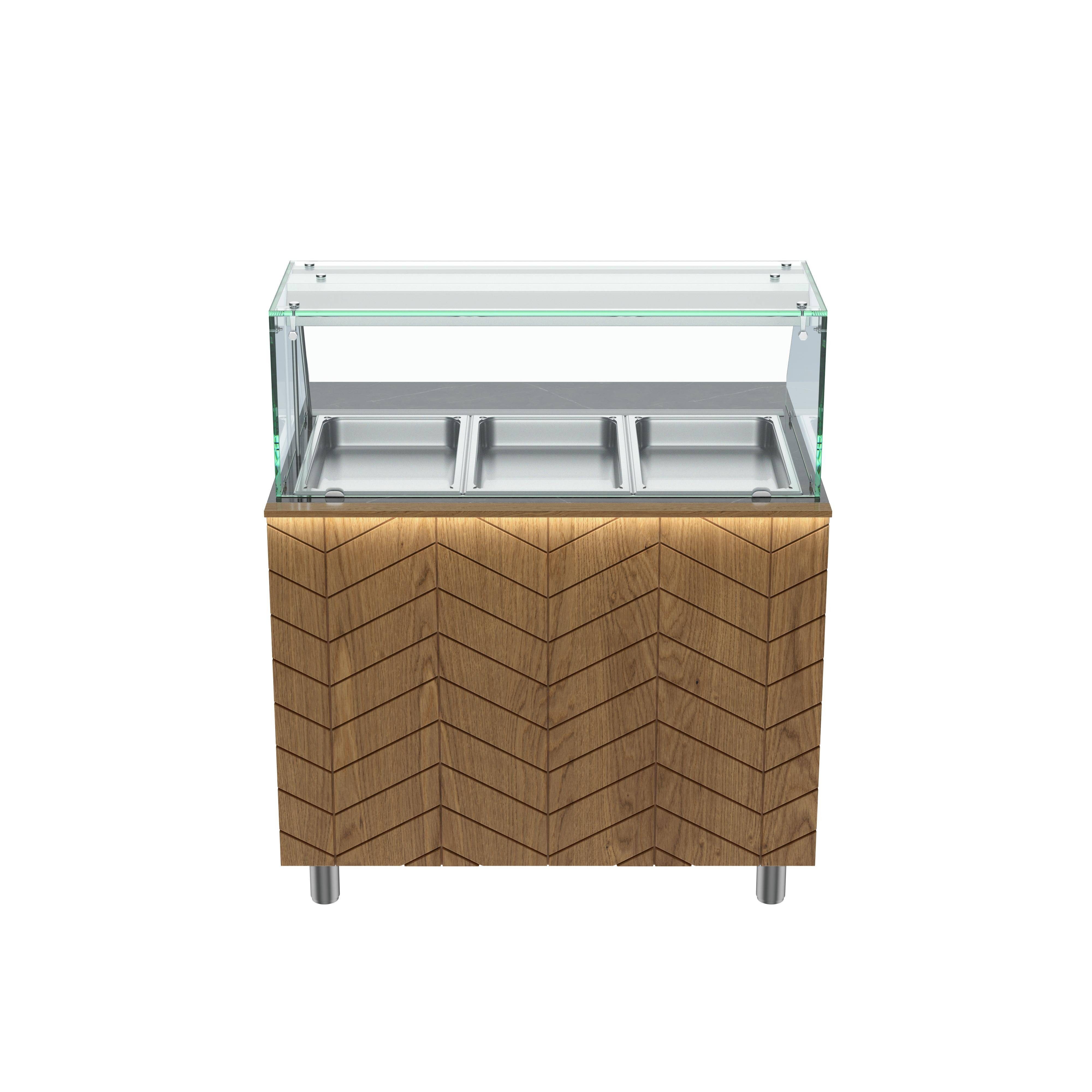 Pizzaofen Bain Marie Warmtheke Premium 107 x 80 x 145 cm schwarzer Compact LED