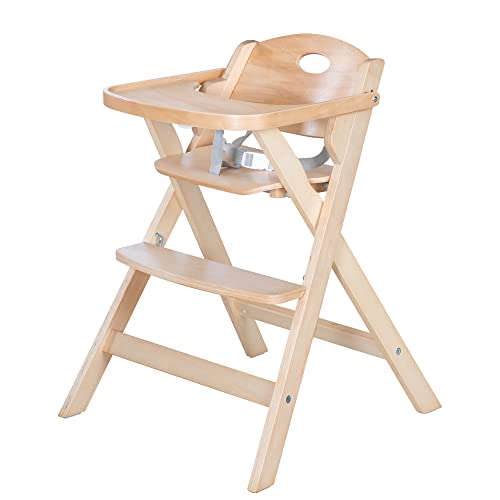 roba Seggiolone per Bambini e Neonati Fold Up Smart   Chiudibile e Poco Ingombrante   Vassoio per Mangiare   con Cinghie Regolabili e Anti ribaltamento   dalla Nascita ai 6 Mesi   Legno Naturale : Prima infanzia