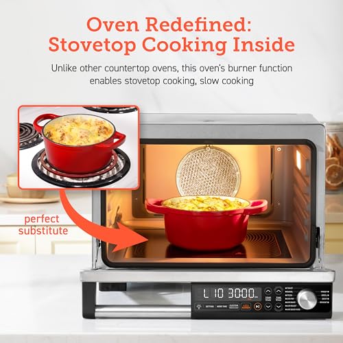 COSORI Ceramic Air Fryer Toaster Oven Combo 11 in 1, 26Qt Flat Sealed Heating Elements for Easy Cleanup, Innovative Burner Function, 5 Accessories & Recipes, Stainless Steel : Home & Kitchen