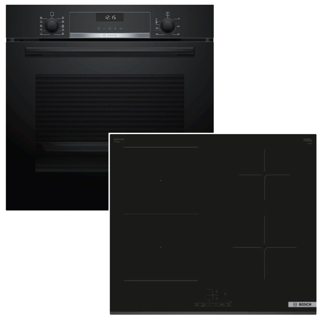 Backofen-Set EcoCleanDirect Teleskop + Induktionskochfeld PowerBoost autark 60 cm
