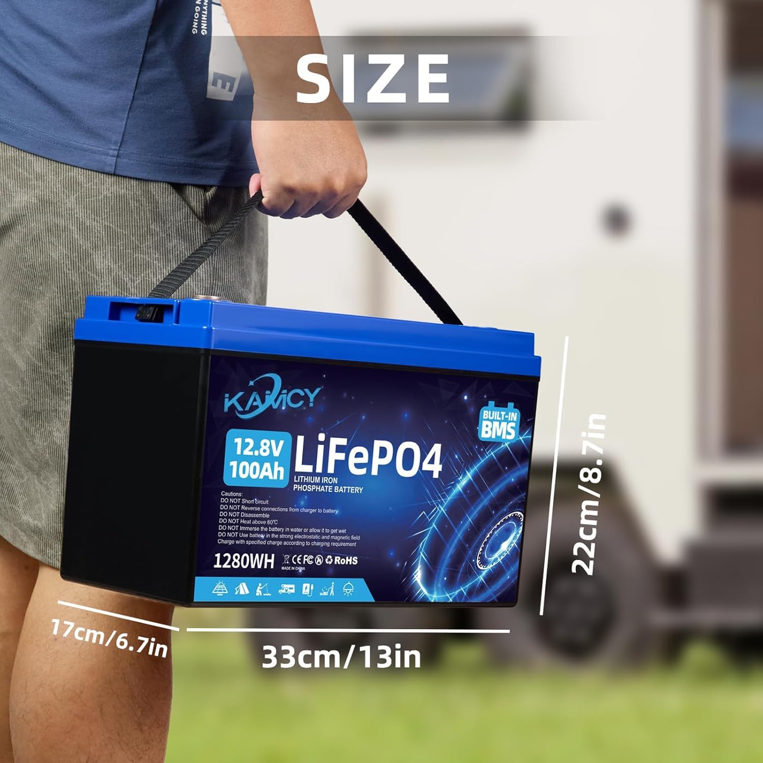 12V 100Ah LiFePO4 Batterie,Lithium Batterie 100A BMS mit 15000 tiefen Zyklen,Max 1280W Leistung Lithium Akku,für Wohnmobil,Solaranlage,Boot Haushalt,Camping (2 Stück 12.8V 100Ah)
